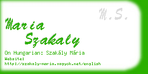 maria szakaly business card