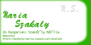 maria szakaly business card